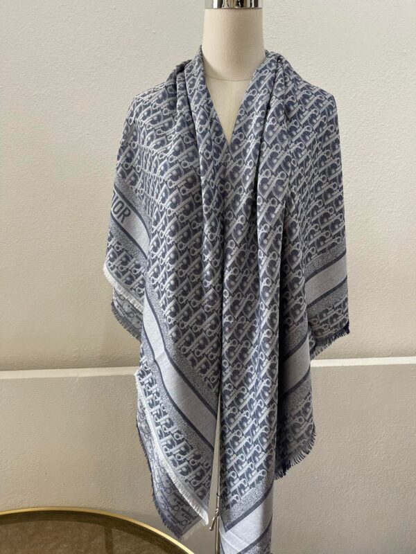 Dior D-Oblique Shawl Scarf Grey 140cm/55in