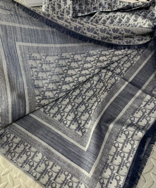 Dior D-Oblique Shawl Scarf Grey 140cm/55in 