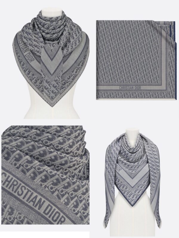 Dior D-Oblique Shawl Scarf Grey 140cm/55in