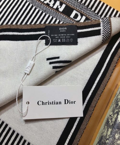 Dior Dioralps Reversible White/Black Wool and Cashmere Scarf 200cm/79in 