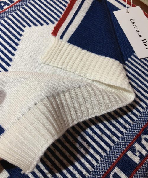Dior Dioralps Reversible White/Blue Wool and Cashmere Scarf 200cm/79in 