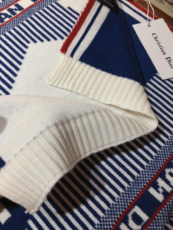 Dior Dioralps Reversible White/Blue Wool and Cashmere Scarf 200cm/79in 