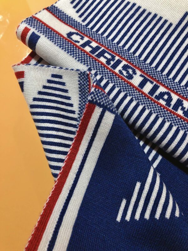 Dior Dioralps Reversible White/Blue Wool and Cashmere Scarf 200cm/79in 