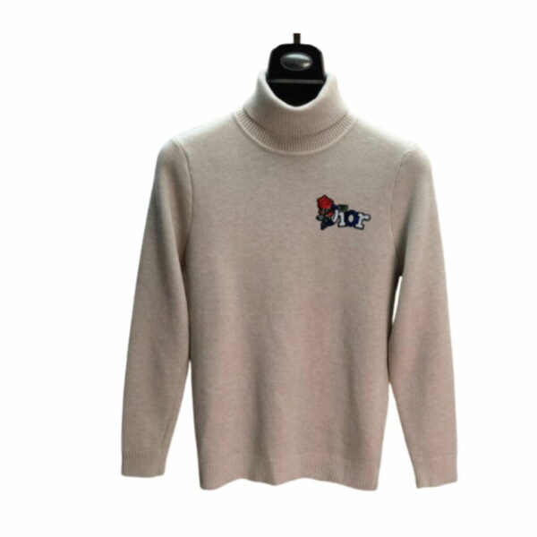 Dior Floral Logo Neck Sweater Beige For Men