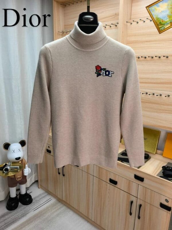 Dior Floral Logo Neck Sweater Beige For Men