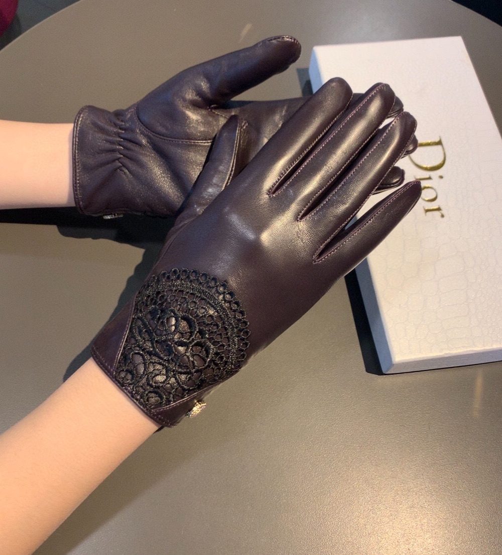 Dior Gloves In Dark Purple
