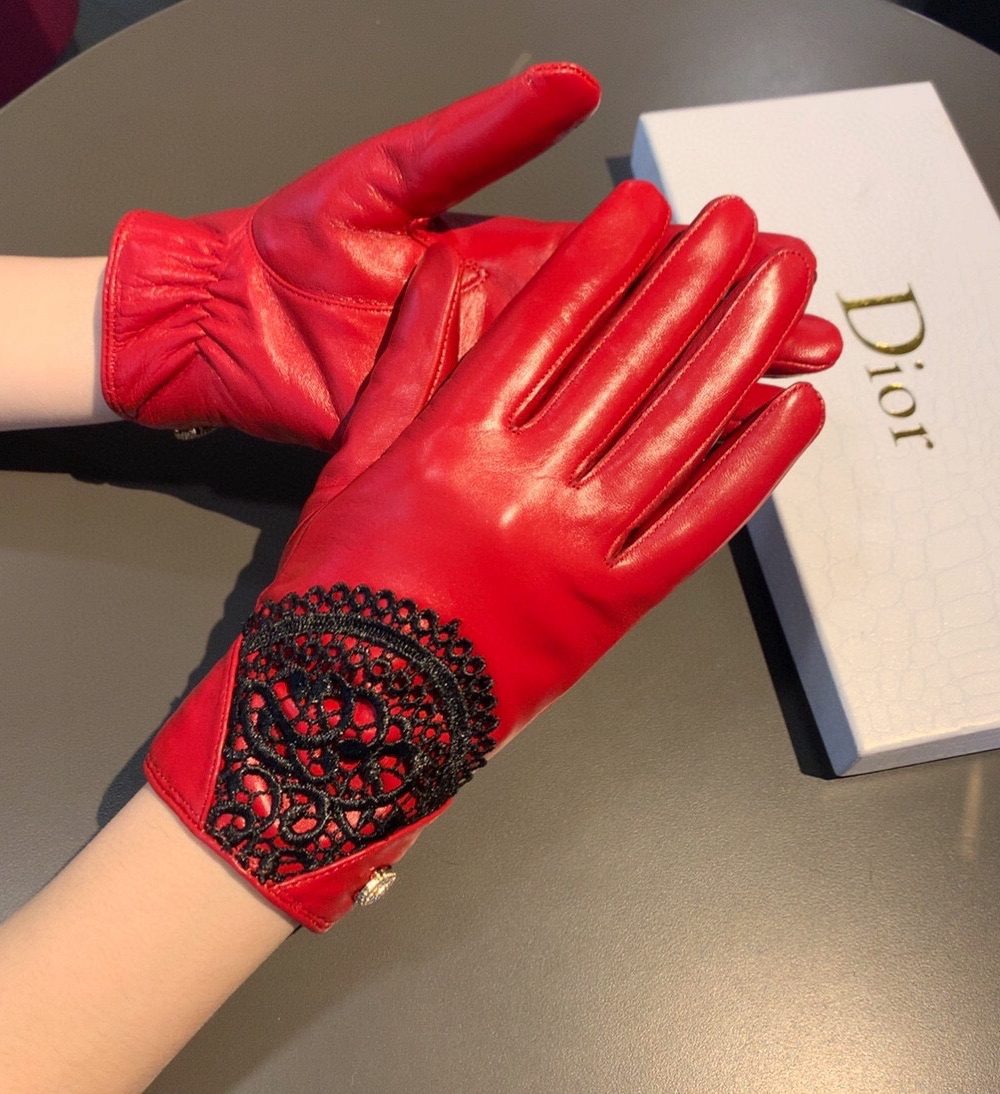 Dior Gloves In Red