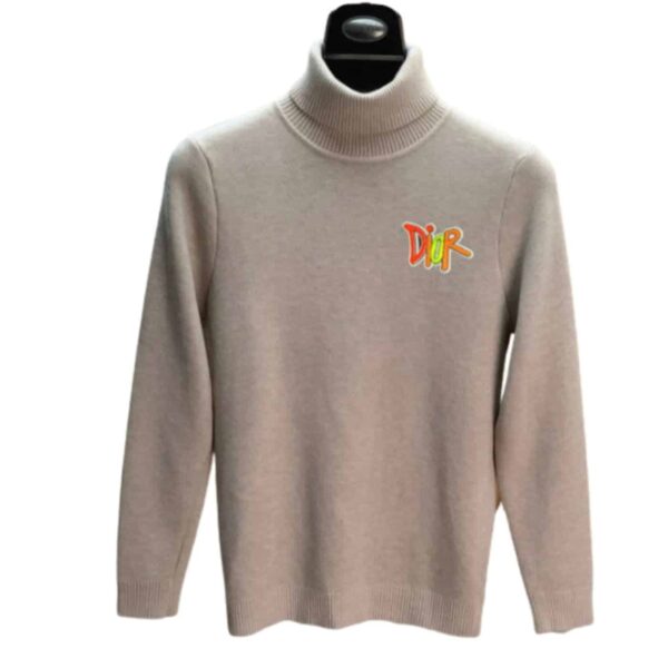 Dior Logo Neck Sweater Beige For Men
