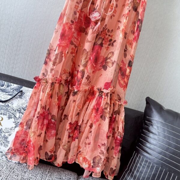 Dior Long Floral Dress Pink For Women