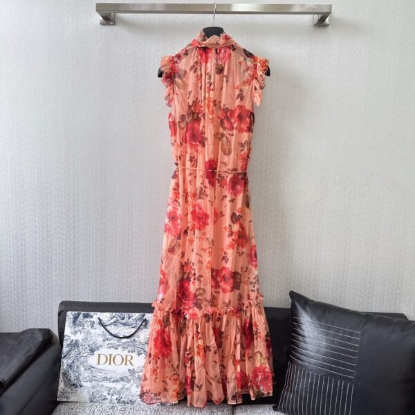 Dior Long Floral Dress Pink For Women