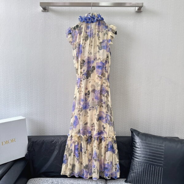 Dior Long Floral Dress Purple For Women