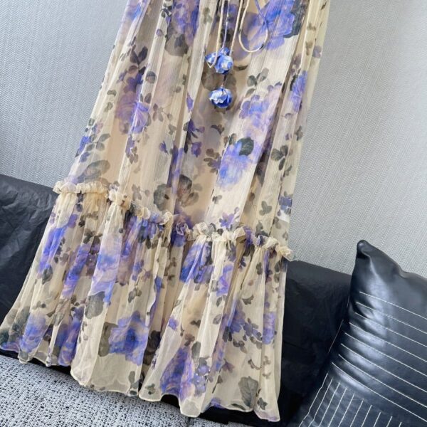 Dior Long Floral Dress Purple For Women