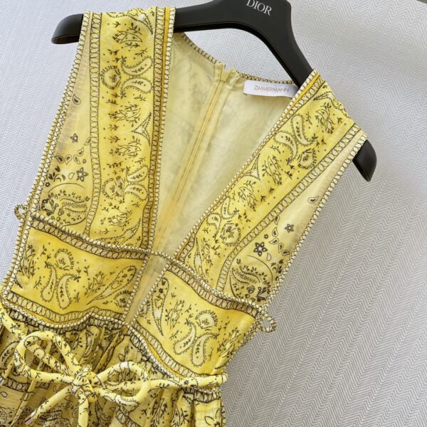 Dior Long Floral Dress Yellow For Women