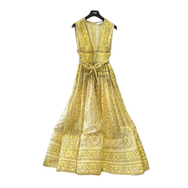 Dior Long Floral Dress Yellow For Women