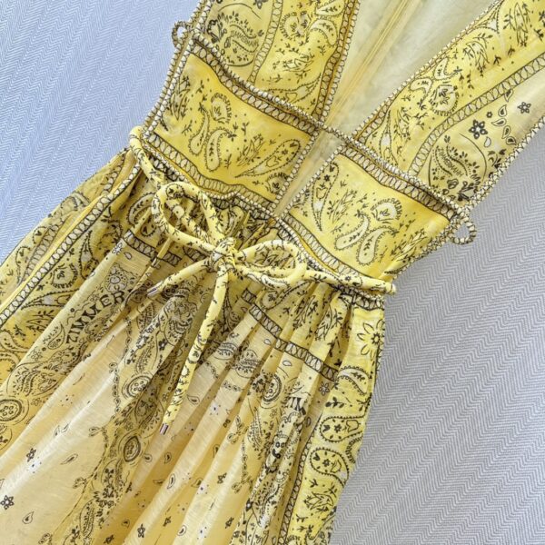 Dior Long Floral Dress Yellow For Women