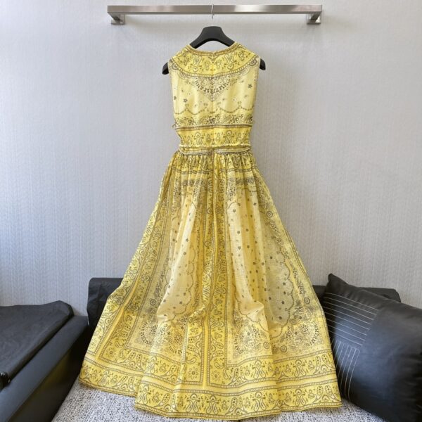 Dior Long Floral Dress Yellow For Women