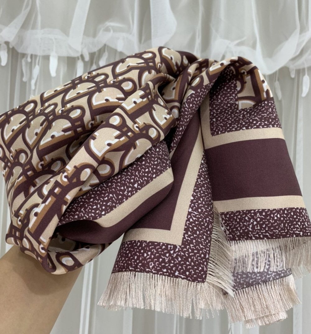 Dior Oblique 90 Square Scarf Brown 35in/90cm 