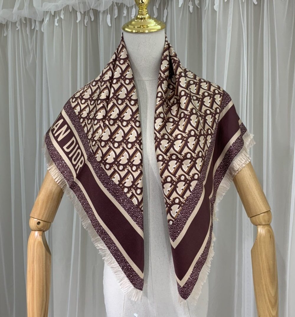 Dior Oblique 90 Square Scarf Brown 35in/90cm 