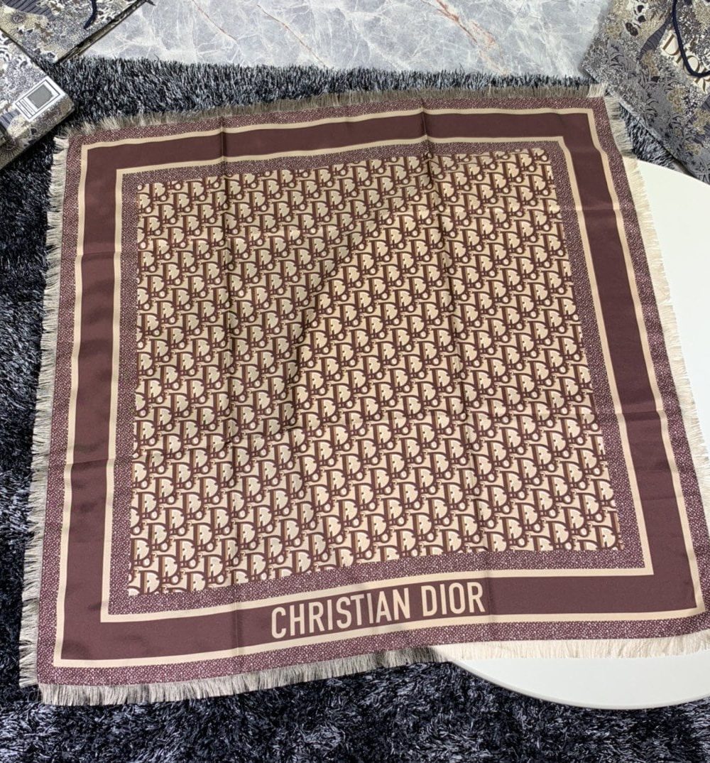 Dior Oblique 90 Square Scarf Brown 35in/90cm 