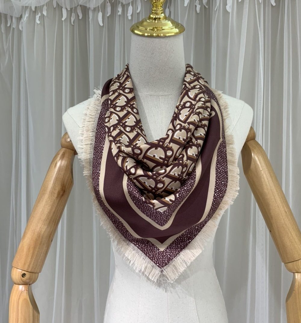 Dior Oblique 90 Square Scarf Brown 35in/90cm 