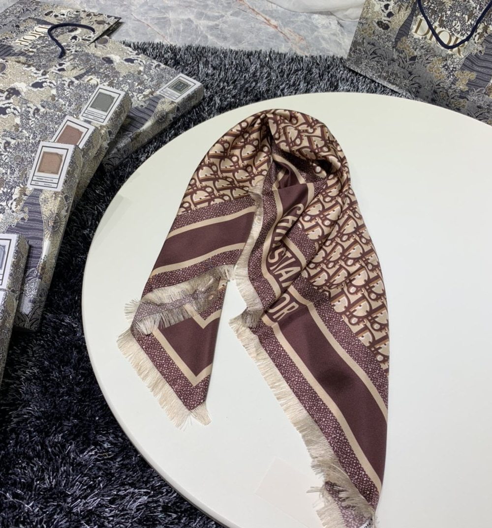 Dior Oblique 90 Square Scarf Brown 35in/90cm 