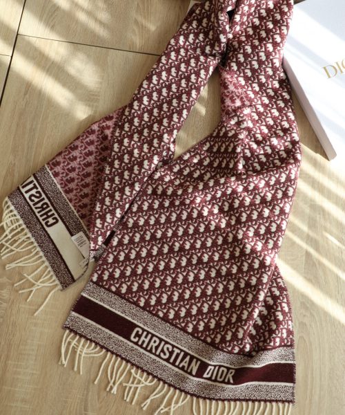 Dior Oblique Burgundy Cashmere Scarf 200cm/79in 