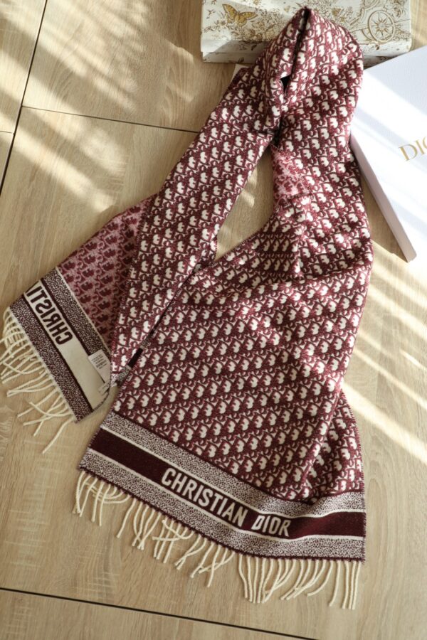 Dior Oblique Burgundy Cashmere Scarf 200cm/79in