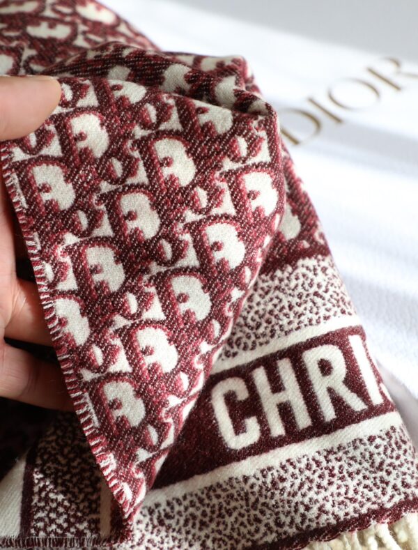 Dior Oblique Burgundy Cashmere Scarf 200cm/79in 