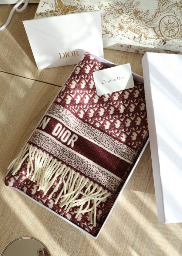Dior Oblique Burgundy Cashmere Scarf 200cm/79in