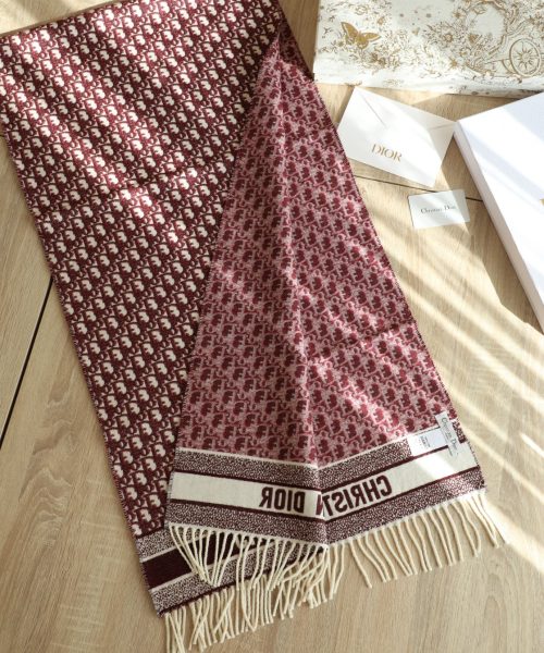 Dior Oblique Burgundy Cashmere Scarf 200cm/79in 