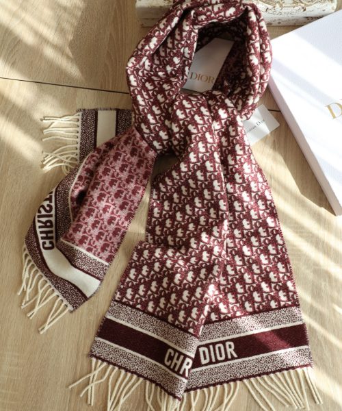 Dior Oblique Burgundy Cashmere Scarf 200cm/79in 