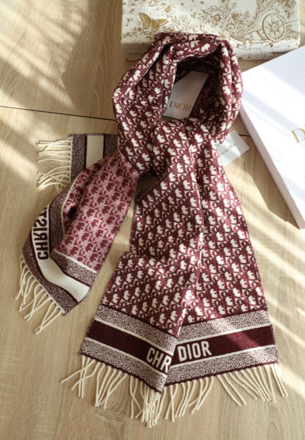 Dior Oblique Burgundy Cashmere Scarf 200cm/79in