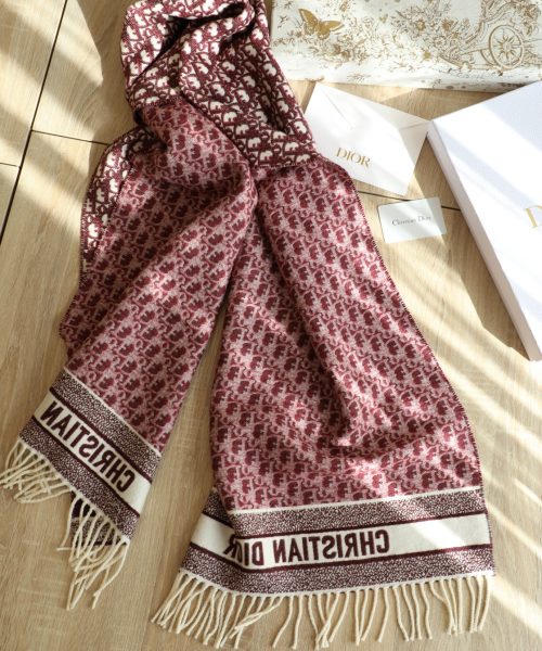 Dior Oblique Burgundy Cashmere Scarf 200cm/79in 