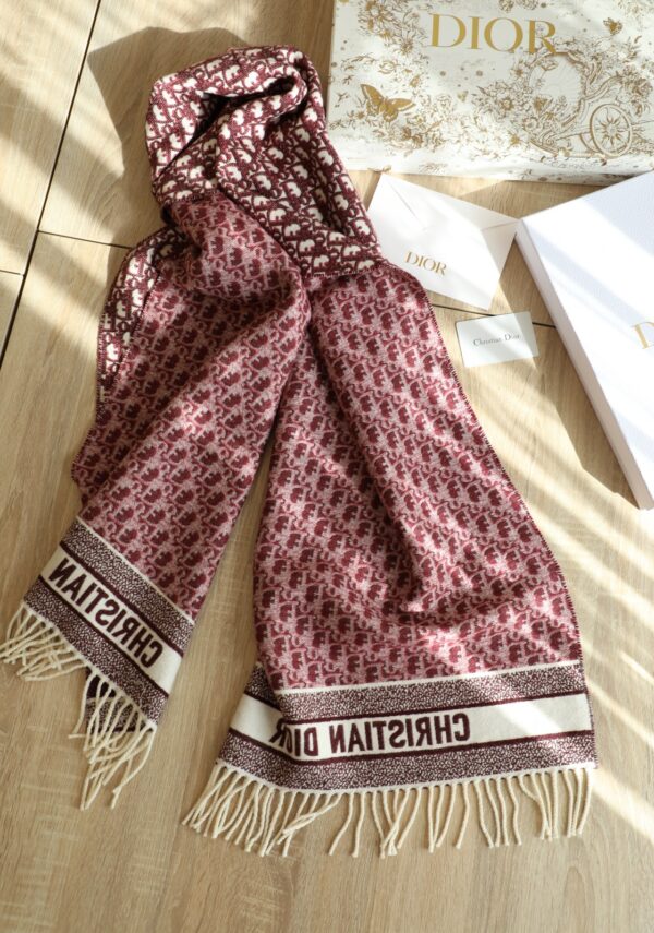 Dior Oblique Burgundy Cashmere Scarf 200cm/79in