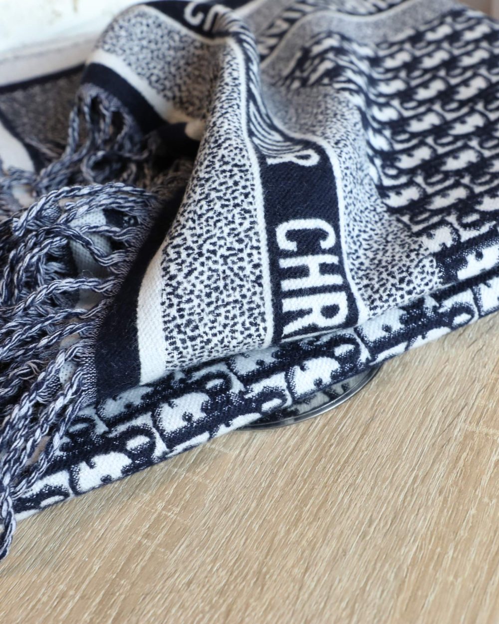 Dior Oblique Diortwin Square Dark Blue Silk Twill Scarf 150cm/71in 