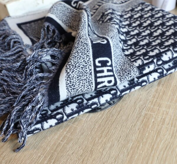 Dior Oblique Diortwin Square Dark Blue Silk Twill Scarf 150cm/71in 
