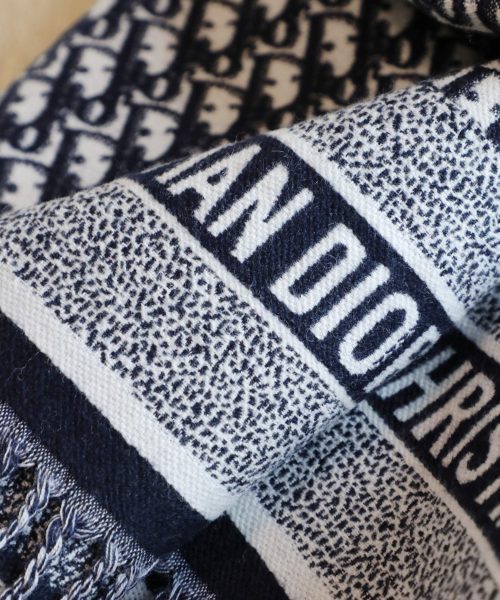 Dior Oblique Diortwin Square Dark Blue Silk Twill Scarf 150cm/71in 