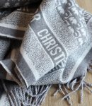 Dior Oblique Diortwin Square Gray and Navy Blue Silk Twill Scarf 150cm/71in 