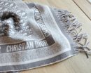 Dior Oblique Diortwin Square Gray and Navy Blue Silk Twill Scarf 150cm/71in 