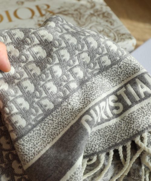 Dior Oblique Grey Cashmere Scarf 200cm/79in 