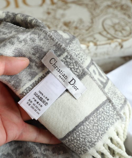 Dior Oblique Grey Cashmere Scarf 200cm/79in 