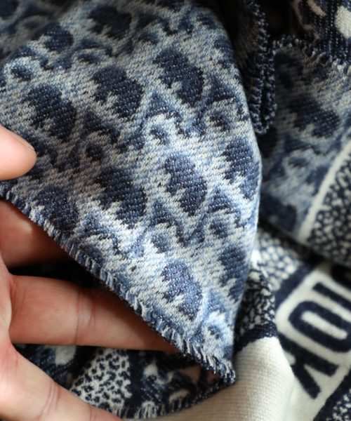 Dior Oblique Navy Blue Cashmere Scarf 200cm/79in 