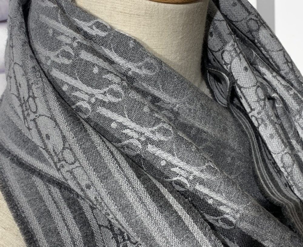 Dior Oblique Scarf Grey 79in/200cm 