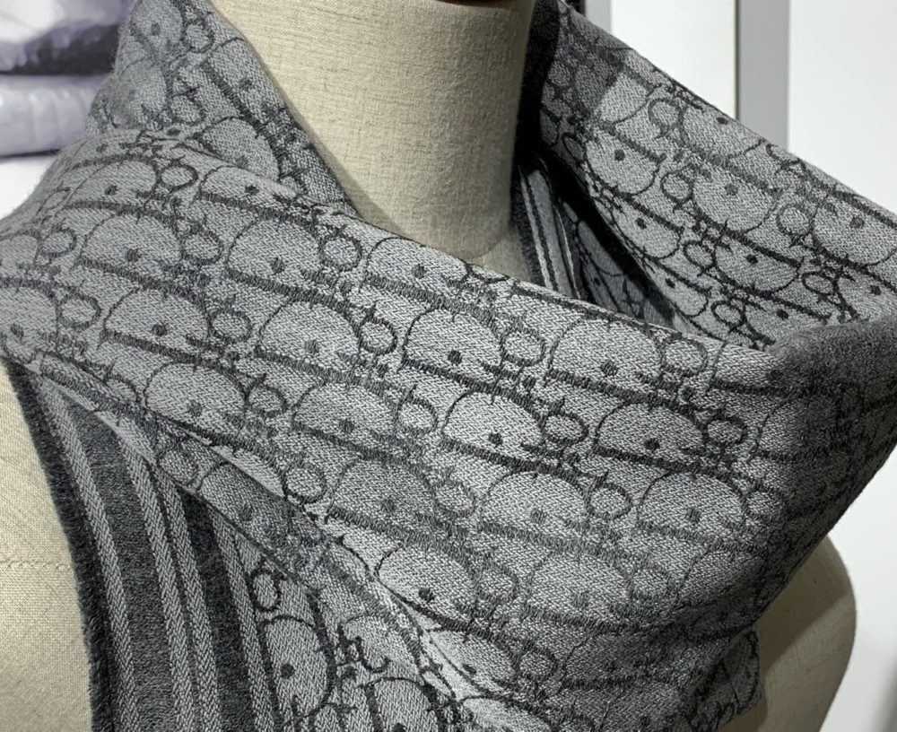 Dior Oblique Scarf Grey 79in/200cm 