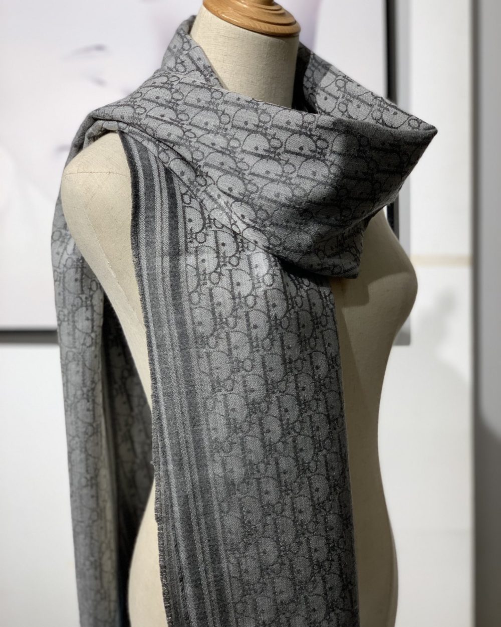 Dior Oblique Scarf Grey 79in/200cm 