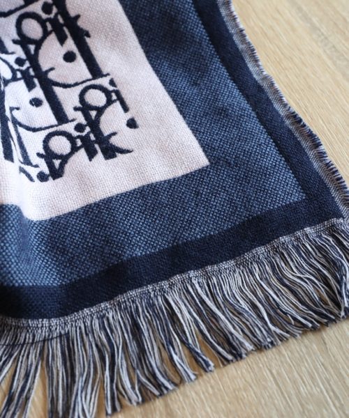 Dior Oblique Square Cashmere Navy Blue Scarf 150cm/59in 
