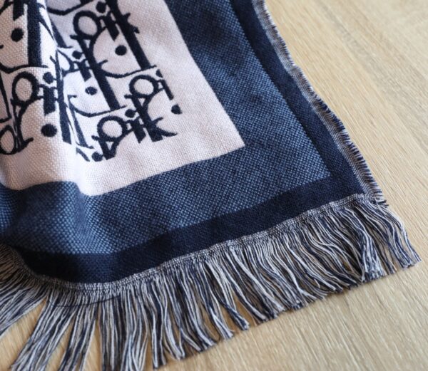 Dior Oblique Square Cashmere Navy Blue Scarf 150cm/59in