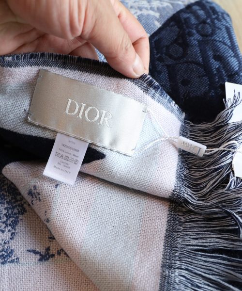 Dior Oblique Square Cashmere Navy Blue Scarf 150cm/59in 