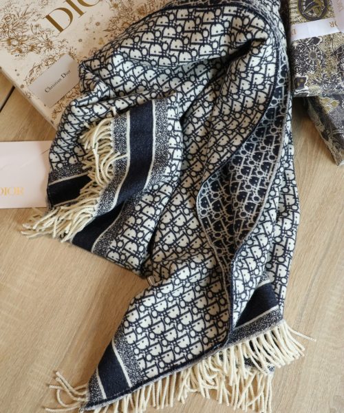 Dior Oblique Square Navy Blue Silk Twill Scarf 150cm/59in 