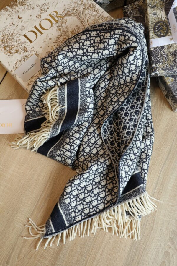 Dior Oblique Square Navy Blue Silk Twill Scarf 150cm/59in